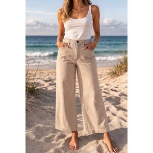 Ética Cropped Wide Leg Jeans Tan Organic Cotton Tencel Sustainable 28